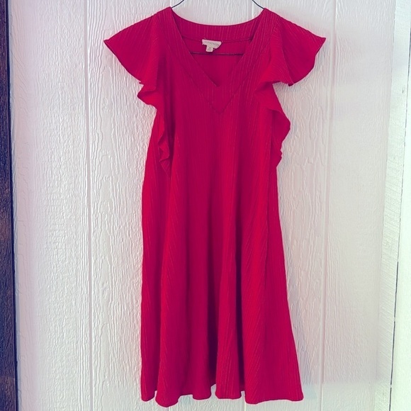 Red flutter sleeve dress size medium - Picture 6 of 8